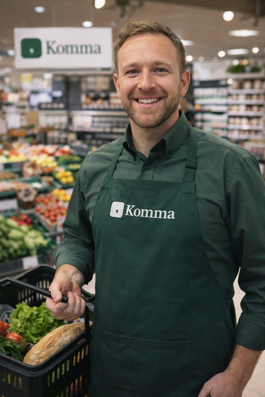 Screenshot van Komma supermarkt conceptwebsite
